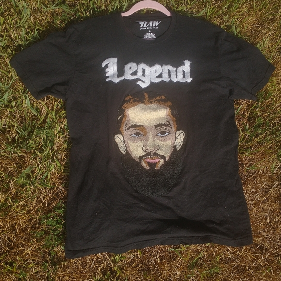 UNIQUE NIPSEY HUSSLE EMBROIDERED SHIRT FROM "RAW" OWN THE NOW BRAND SIZE L - Picture 3 of 12